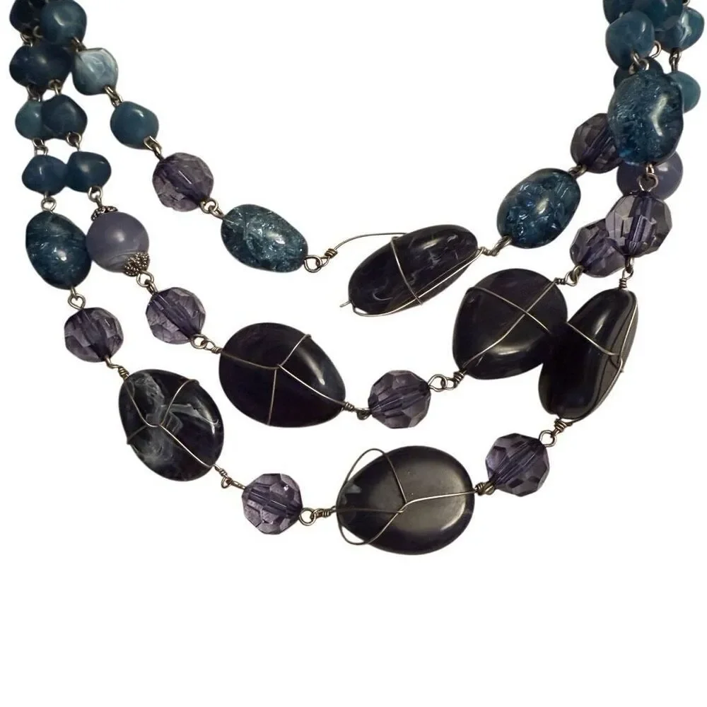 Nordstrom navy stone layered statement necklace